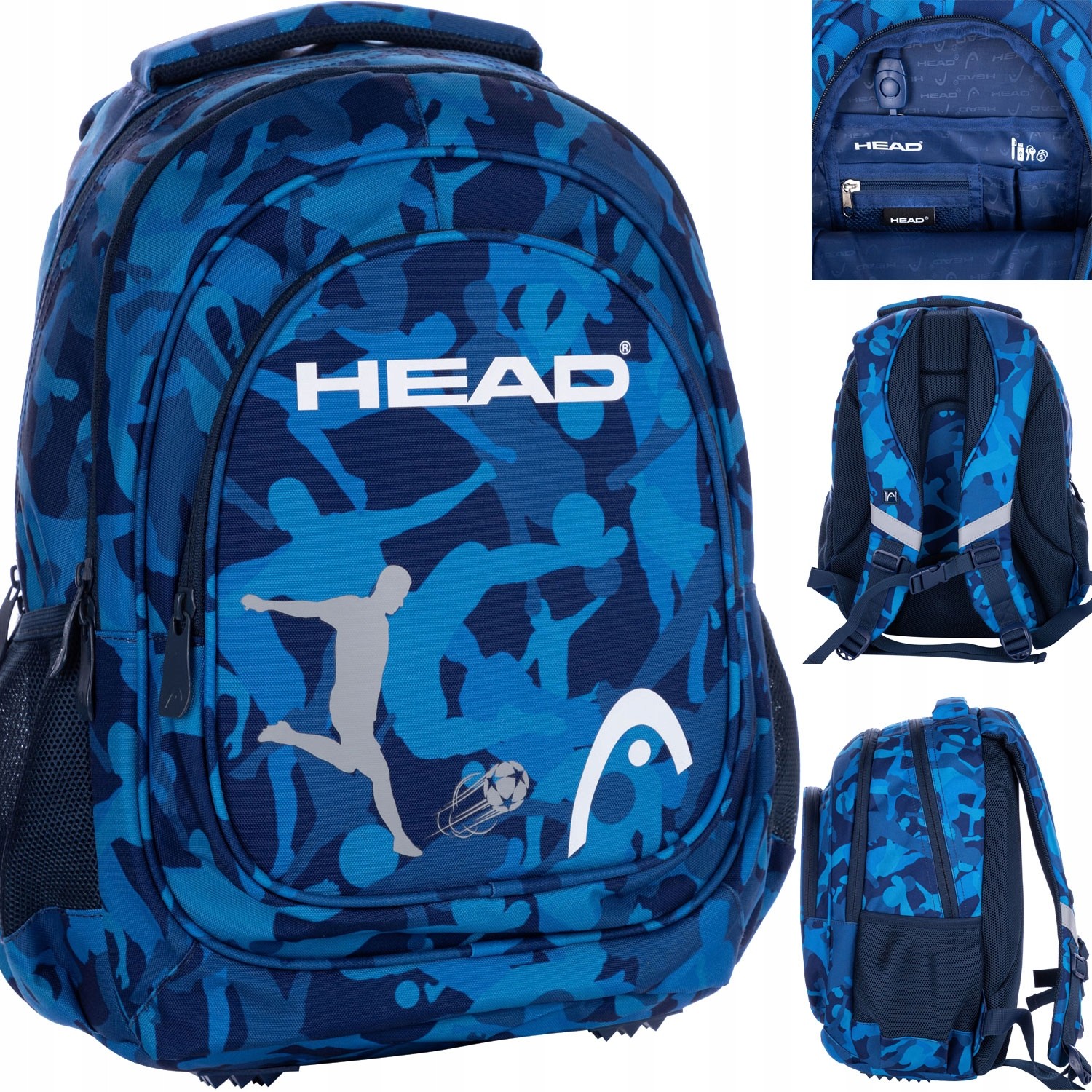 Viackomorový školský batoh Head, čierny, Shades of blue, 20 l